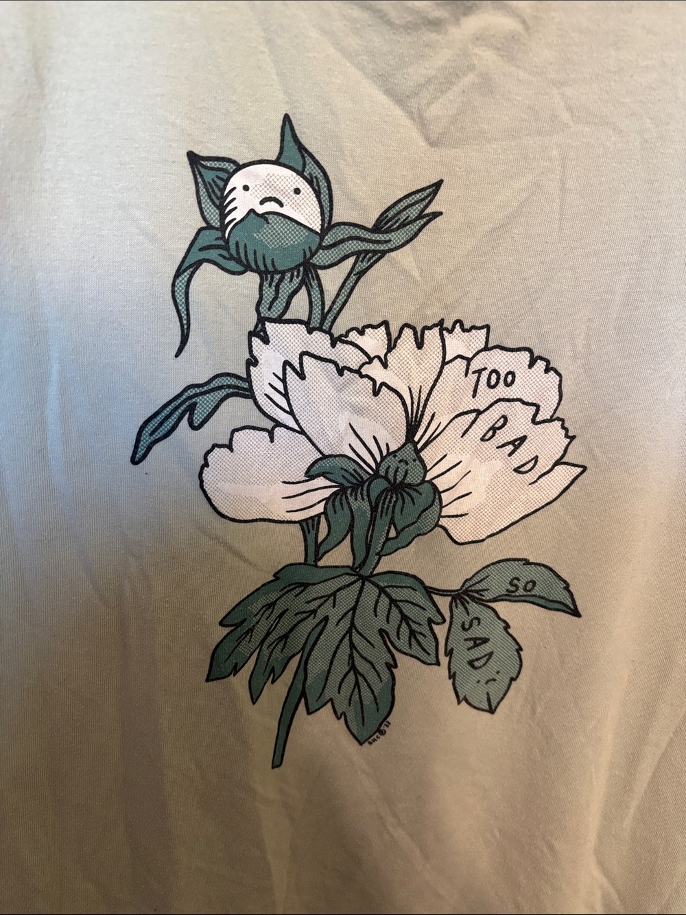 Sage Green Graphic Floral Short Sleeve Tee